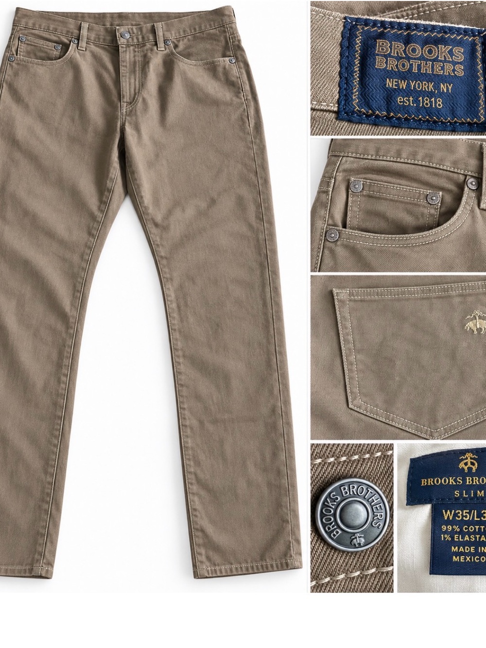 Brooks Brothers Slim Men's Jeans in Taupe Brown